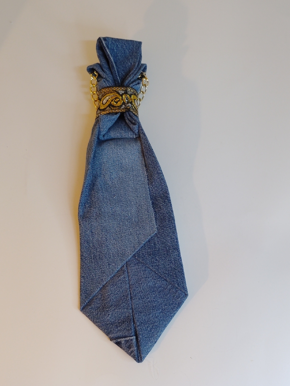 Embellished Denim Tie with 'Live Your Life' Patch - Picture 2 of 3